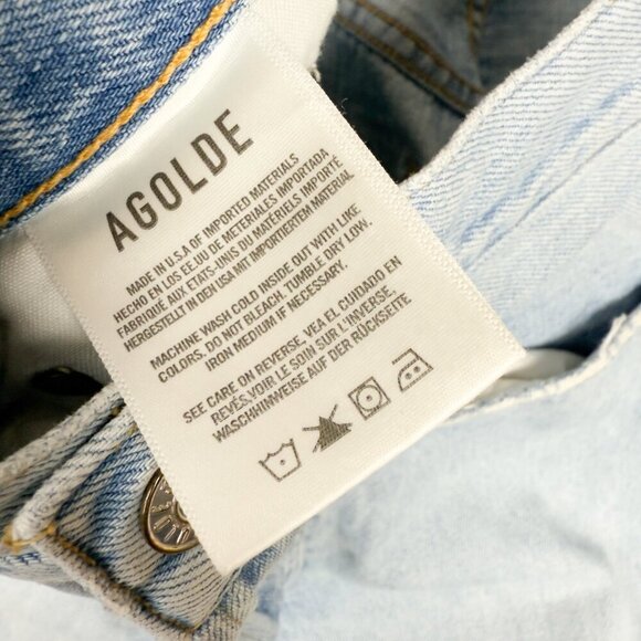 AGOLDE Riley High Rise Straight Crop Distressed Light Fading Blue Jeans Size 24 - Picture 6 of 7